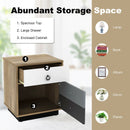 Nightstand with Drawer and Storage Cabinet Wooden Sofa Side Table End Table by LJGDeals