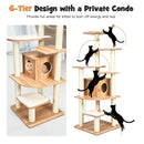 7-Layer Wooden Cat Tree Tall Cat Tower with Sisal Posts and Condo by LJGDeals