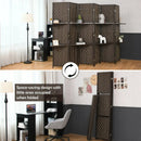 6 Panel Folding Weave Fiber Room Divider with 2 Display Shelves by LJGDeals