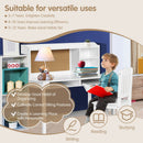 Kids Desk and Chair Set Study Writing Desk with Hutch and Bookshelves