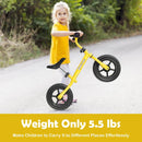 Kids No Pedal Balance Bike with Adjustable Handlebar and Seat-Yellow by LJGDeals