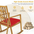Patio Acacia Wood Rocking Chair Sofa with Armrest and Cushion for Garden and Deck by LJGDeals