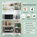 4-Door Freestanding Kitchen Buffet with Hutch and Adjustable Shelves by LJGDeals