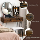 Vanity Table Set with Lighted Mirror and Cushion Stool-Brown by LJGDeals