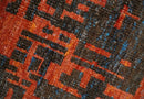 Hand Knotted Recycled Silk Area Rug 4x6 - Modern Abstract Design Rust and Charcoal