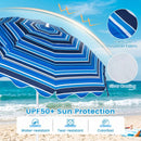 Beach Umbrella 6.5 FT with UPF 50+ Sun Protection & Sand Anchor by DirectDeals