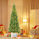 4.5 ft Pre-Lit Premium Hinged Artificial Fir Pencil Christmas Tree with LED Lights by LJGDeals