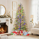 7.5 Feet Artificial Christmas Tree with Branch Tips and Colorful LED Lights by LJGDeals