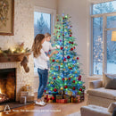 7.5 Feet Artificial Christmas Tree with Branch Tips and Colorful LED Lights by LJGDeals