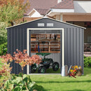 9 x 6 Feet Metal Storage Shed for Garden and Tools-Gray by LJGDeals