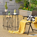 3 Pieces Metal Plant Stand Set with Crystal Floral Accents Round-Black by LJGDeals