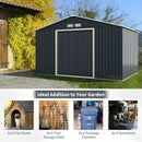 11 x 8 Feet Metal Storage Shed for Garden and Tools with 2 Lockable Sliding Doors-Gray by DirectDeals