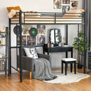 Twin Loft Bed Frame with 2 Ladders Full-length Guardrail by LJGDeals