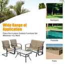 4 Pieces Outdoor Patio Furniture Set with Padded Glider Loveseat and Coffee Table-Brown by LJGDeals