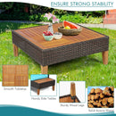 4 Pieces Patio Cushioned Rattan Furniture Set with Wooden Side Table by LJGDeals