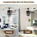 50 Inches Ceiling Fan with Lights Reversible Blades and Pull Chain Control-Black by LJGDeals