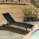 6-Poisition Adjustable Outdoor Chaise Recliner with Wheels by LJGDeals