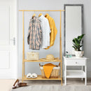 Bamboo Clothes Hanging Rack with 2-Tier Storage Shelf for Entryway Bedroom-Natural by LJGDeals
