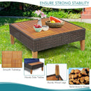 4 Pieces Patio Cushioned Rattan Furniture Set with Wooden Side Table by LJGDeals
