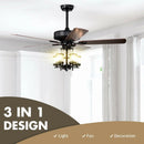 50 Inch Noiseless Ceiling Fan Light with Explosion-proof Glass Lampshades-Black by LJGDeals