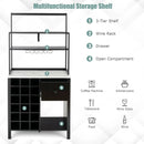 Kitchen Bakers Rack Freestanding Wine Rack Table with Glass Holder and Drawer by LJGDeals