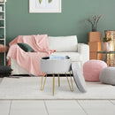 Round Velvet Storage Ottoman Footrest Stool Vanity Chair with Metal Legs by LJGDeals