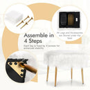 Faux Fur Vanity Stool with Golden Metal Legs for Makeup Room by LJGDeals
