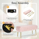 Upholstered Faux Fur Vanity Stool with Golden Legs for Makeup Room