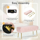 Upholstered Faux Fur Vanity Stool with Golden Legs for Makeup Room by LJGDeals