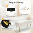 Upholstered Faux Fur Vanity Stool with Golden Legs for Makeup Room by LJGDeals