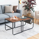 Set of 2 Nesting Coffee Tables with Side Pocket for Living Room Bedroom-Rustic Brown by LJGDeals
