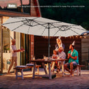 15 Feet Twin Patio Umbrella with 48 Solar LED Lights by LJGDeals