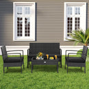 4 Pieces Patio Rattan Furniture Set with Cushion by LJGDeals