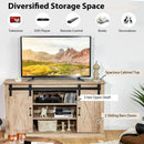 55 Inch Sliding Barn Door TV Stand with Adjustable Shelves for TVs up to 65 Inch-Natural by LJGDeals