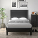 Twin Size Platform Bed Frame with Rubber Wood Leg-Black by LJGDeals
