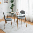 Modern Glass Rectangular Dining Table with Metal Legs by LJGDeals
