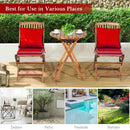 3 Pieces Patio Folding Bistro Set with Padded Cushion and Round Coffee Table-Red by LJGDeals