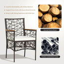 2 Pieces PE Wicker Patio Bistro Dining Chairs with Acacia Wood Armrests and Cushions by LJGDeals