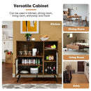Buffet Kitchen Storage Cupboard with Glass Door and Adjustable Shelves-Rustic Brown by LJGDeals