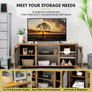 TV Stand for TVs up to 65-Inch with 2 Metal Mesh Doors and Ad-Rustic Brown