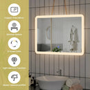LED Wall-mounted Bathroom Rounded Arc Corner Mirror with Touch by DirectDeals