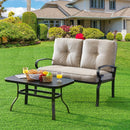 2 Pieces Patio Loveseat Bench Table Furniture Set with Cushioned Chair-Blue by LJGDeals