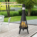47.6" Tall Chiminea Outdoor Patio Fireplace Metal Wood Burning Outdoor Fire Pit, Black