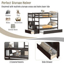 Twin Over Twin Bunk Bed with Storage Shelf and Drawer by LJGDeals