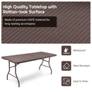 6 Feet Folding Portable Rattan Table with Carrying Handle by LJGDeals