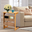 Bamboo Sofa Table End Table Bedside Table with Storage Bag by LJGDeals