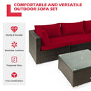 5 Pieces Cushioned Patio Rattan Furniture Set with Glass Table by LJGDeals