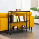 3-Tier Steel Frame Entryway Sofa Console Table for Hallway and Living Room-Rustic Brown by LJGDeals