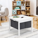 2-in-1 Kids Double-sided Activity Building Block Table with Drawers-White by LJGDeals