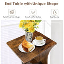 2-Tier Compact C-shape Sofa Side Table-Rustic Brown by LJGDeals